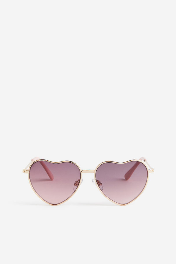 H&M Herzförmige Sonnenbrille Goldfarben/Herz