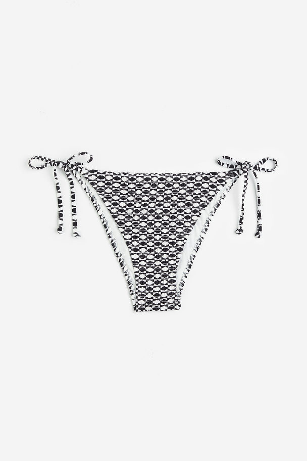 H&M Tie Tanga Bikini Bottoms Black/patterned