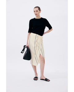 Textured-knit Wrap Skirt Cream/striped