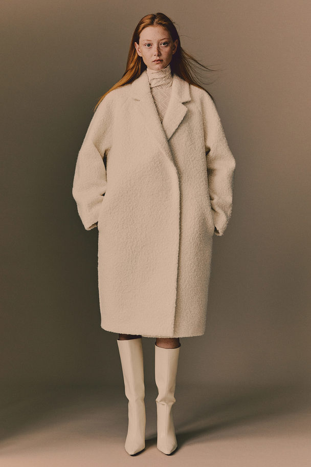 H&M Zweireihiger Mantel Cremefarben