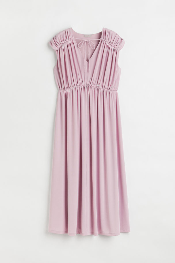 H&M Long Gathered Dress Light Pink