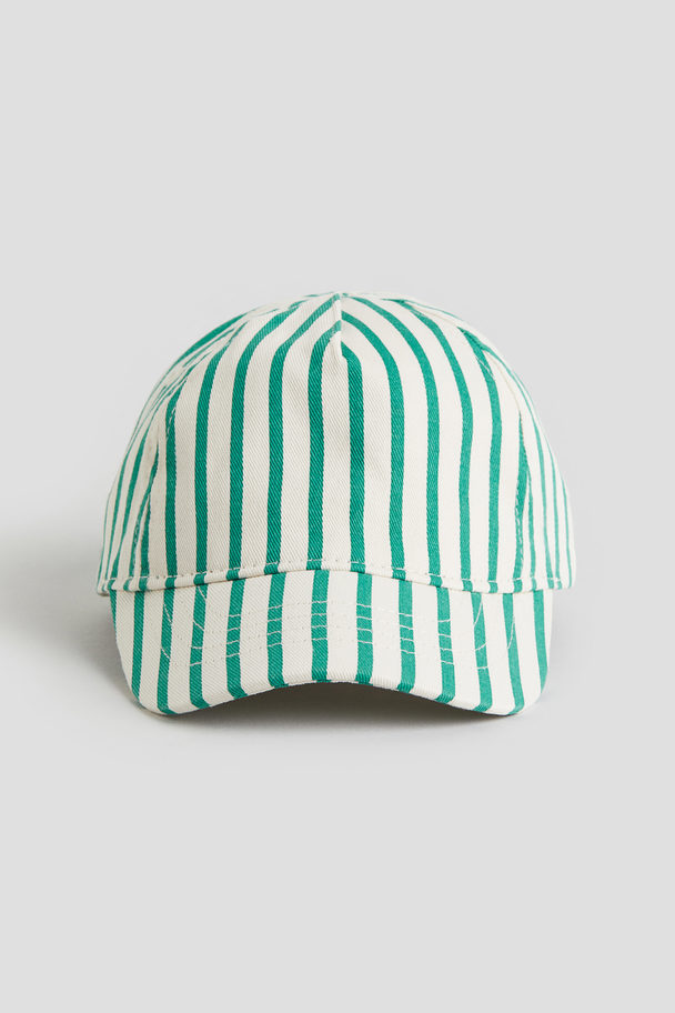 H&M Cotton Cap White/green Striped