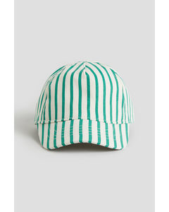Cotton Cap White/green Striped