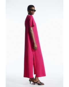 Mock-neck Maxi T-shirt Dress Pink