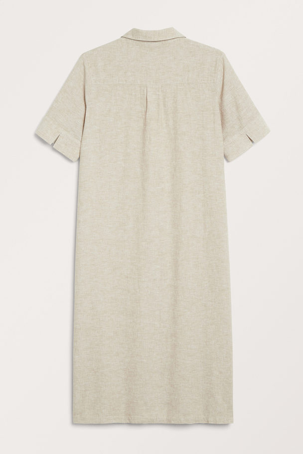 Monki Grey Linen Blend Shirt Dress Grey