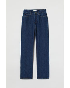 Straight High Jeans Donker Denimblauw