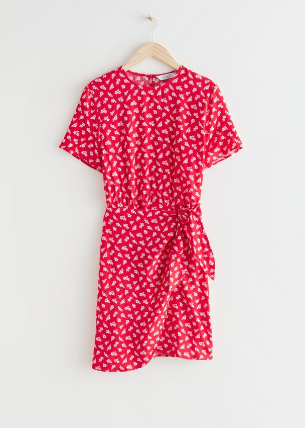 & Other Stories Knot Detail Mini Dress Red Florals