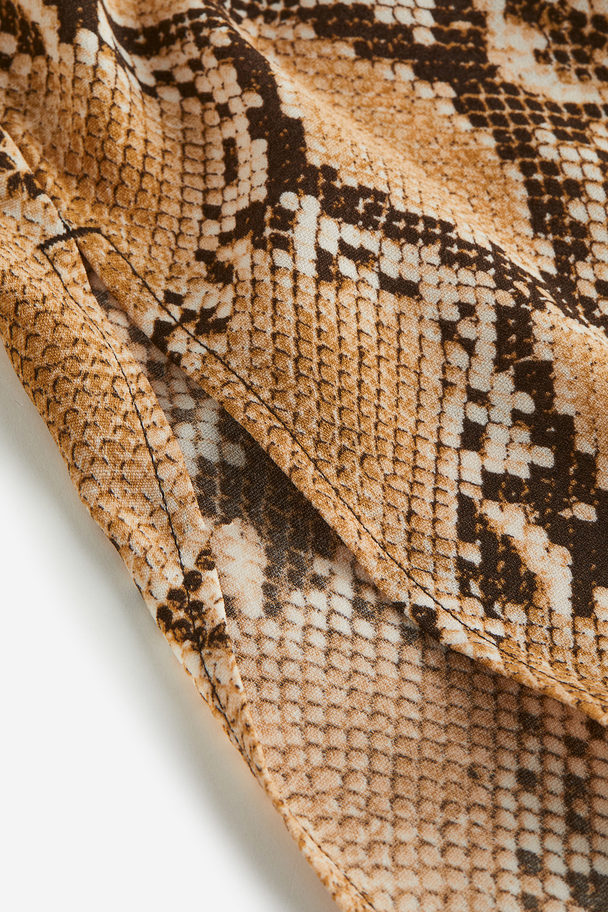 H&M Crêpe Slip Dress Beige/snakeskin-patterned