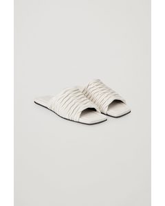 Leather Square-toe Sandals Off-white