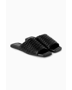 Leather Square-toe Sandals Black