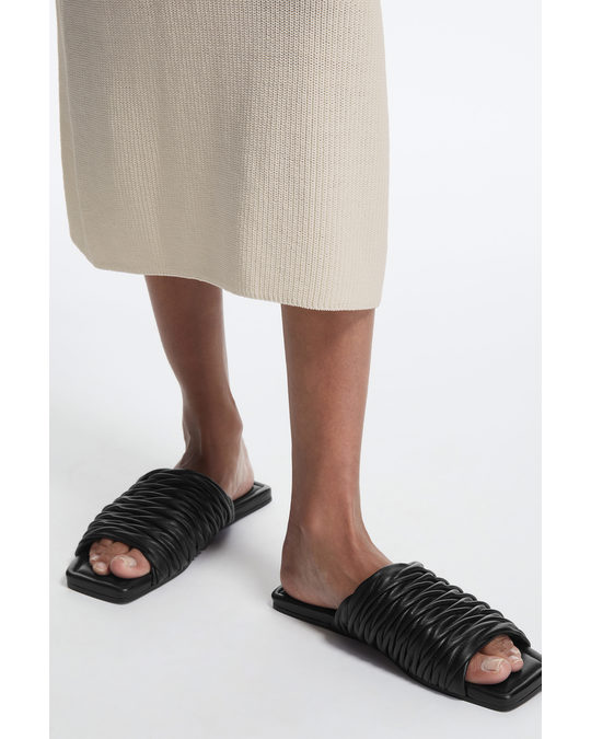 COS Leather Square-toe Sandals Black