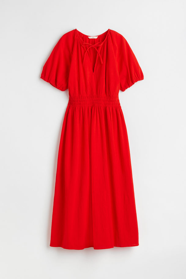 H&M Smock-waisted Dress Red