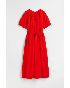 Smock-waisted Dress Red