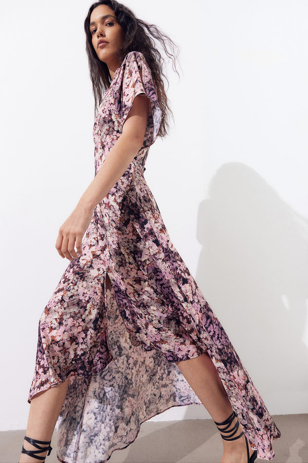 H&M Twist-detail Dress Purple/floral