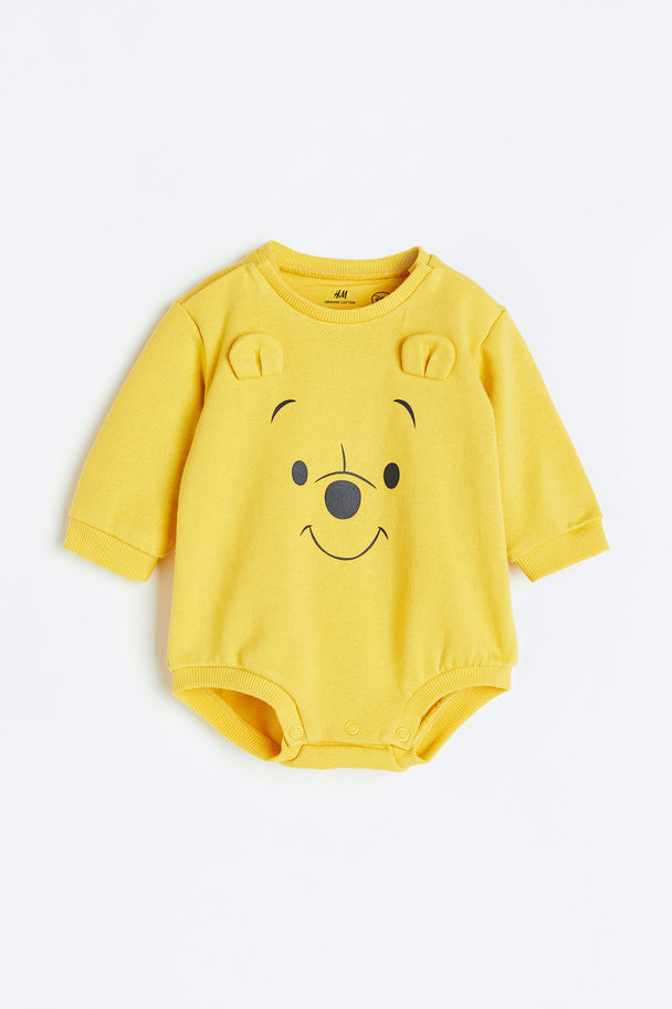 H&M Sweatshirt Romper Suit Yellow/winnie The Pooh