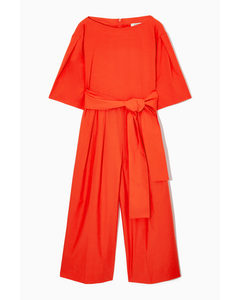Belted Wide-leg Jumpsuit Bright Orange