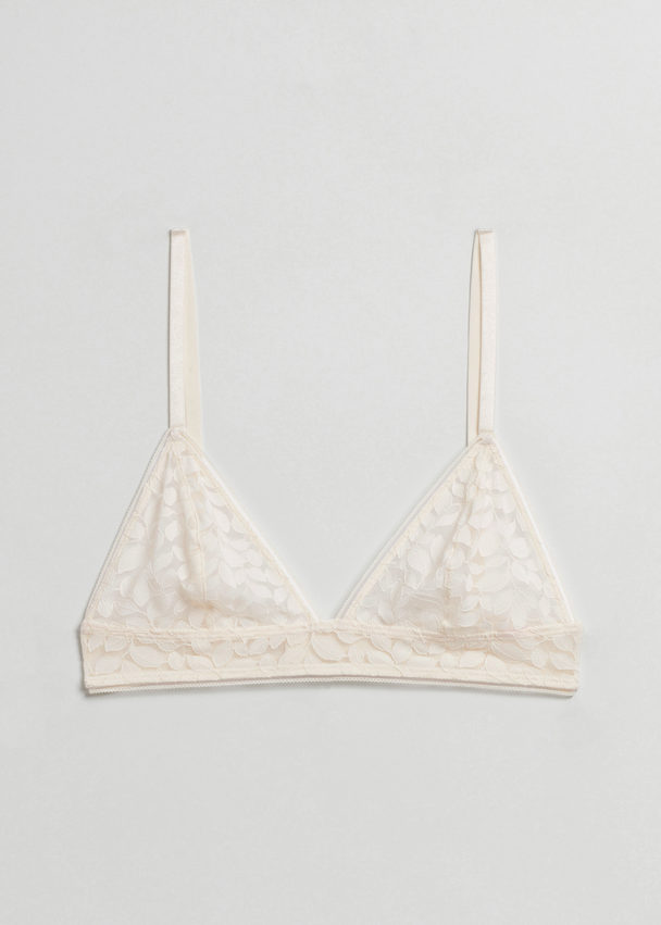 & Other Stories Leaf Lace Triangle Bra Ivory