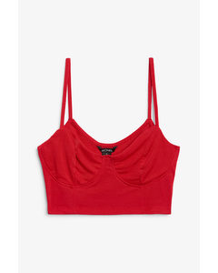 Red Spaghetti Strap Bustier Top Red Bright