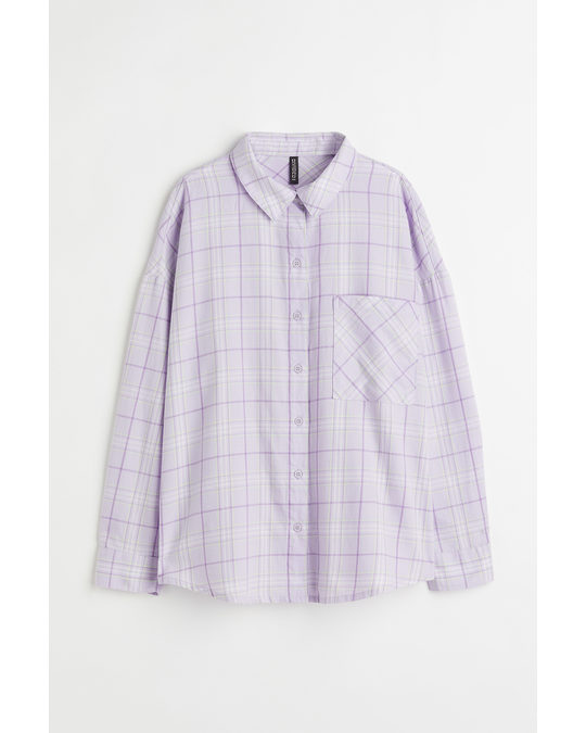 H&M Checked Shirt Light Purple/checked