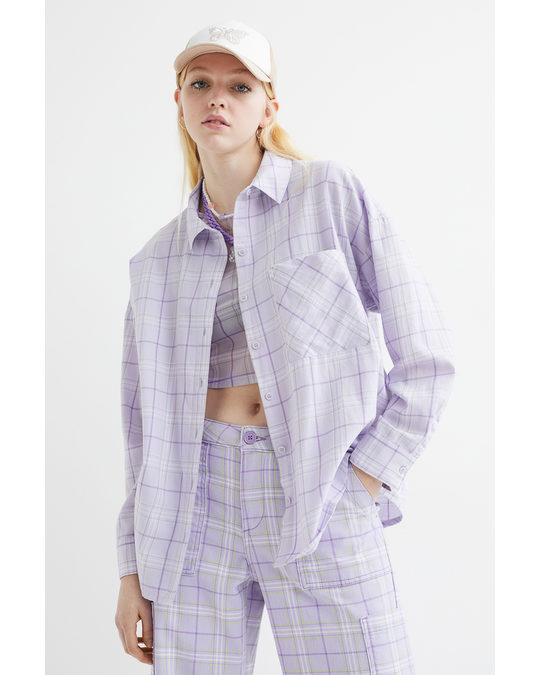 H&M Checked Shirt Light Purple/checked