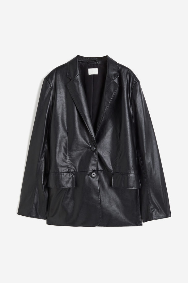 H&M Oversized Coated Blazer Black