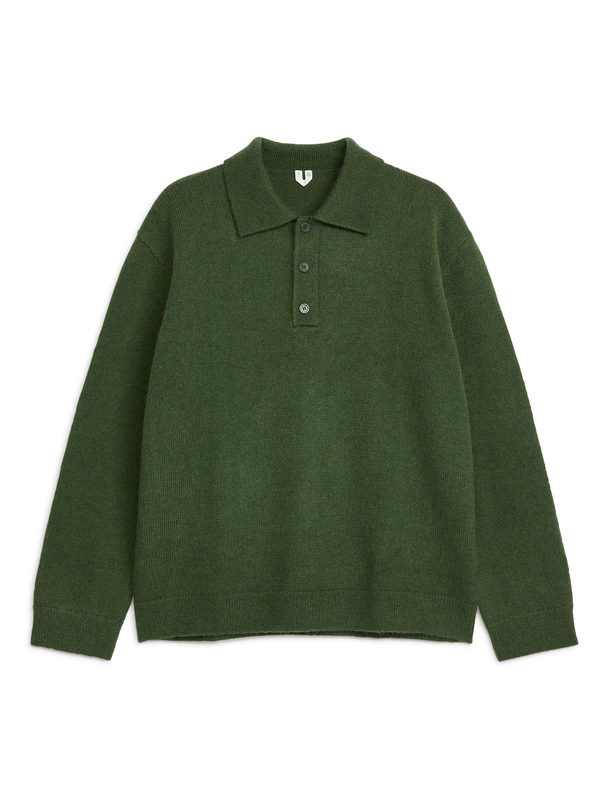 ARKET Wool Blend Polo Shirt Green