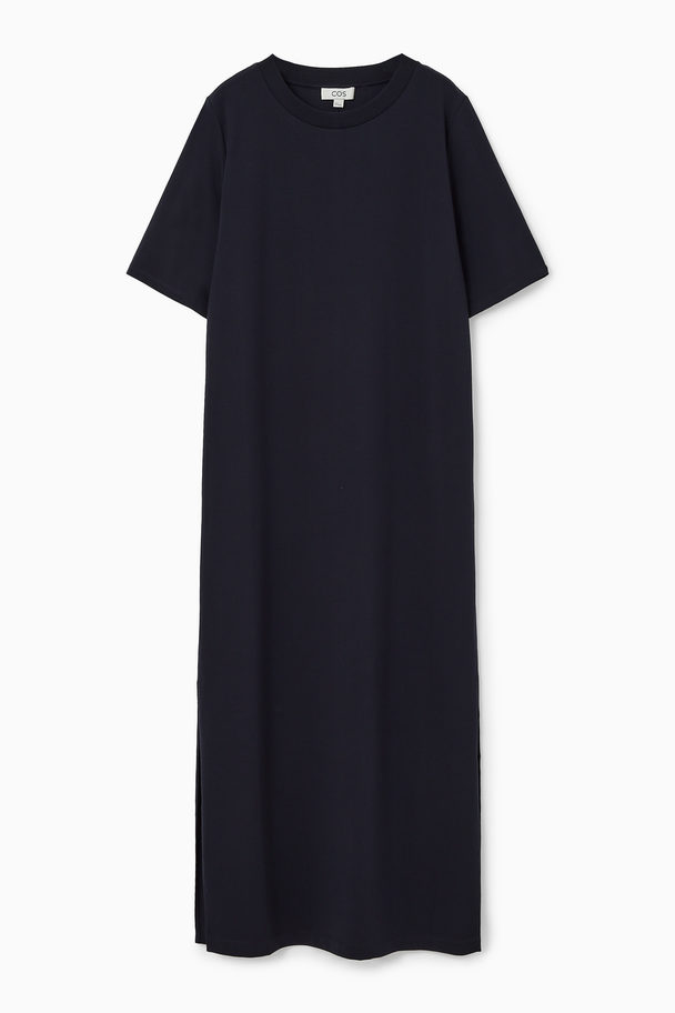 COS Split-hem Midi T-shirt Dress Navy Blue