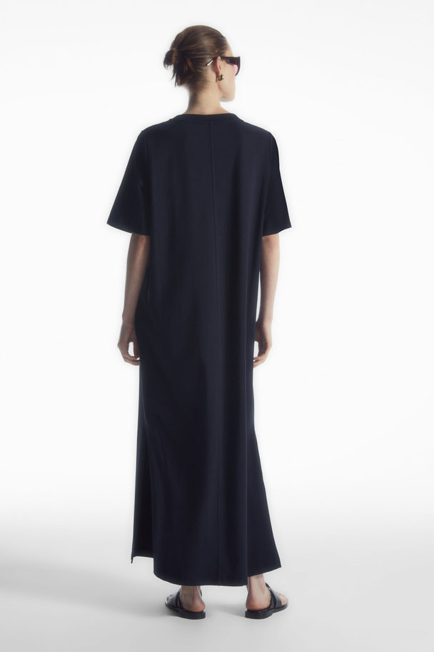 COS T-SHIRT-KLEID IN MIDILÄNGE MIT GESCHLITZTEM SAUM NAVYBLAU