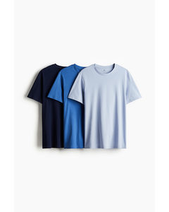 Set Van 3 T-shirts - Regular Fit Lichtblauw/marineblauw