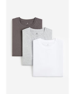 3er-Pack T-Shirts in Regular Fit Dunkelgreige/Greigemeliert