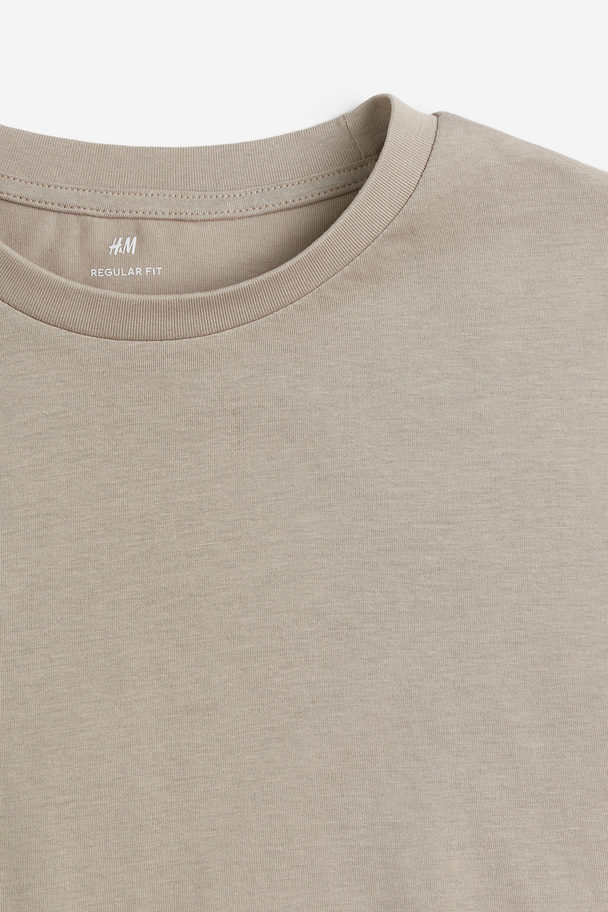 H&M 3er-Pack T-Shirts in Regular Fit Beige/Braun