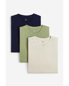 3er-Pack T-Shirts in Regular Fit Hellbeige