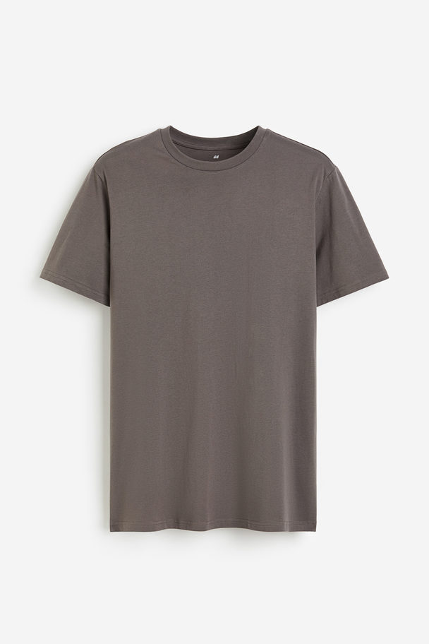 H&M 3er-Pack T-Shirts in Regular Fit Dunkelgreige/Greigemeliert