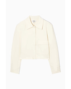 Cropped Twill Jacket Off-white