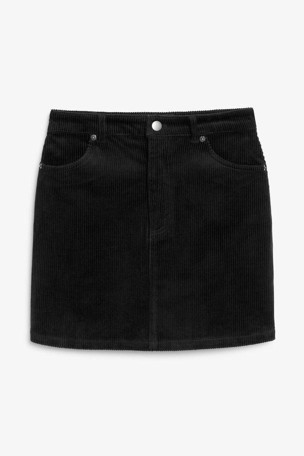 Monki Black Corduroy Mini Skirt Black Dark