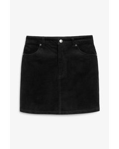 Black Corduroy Mini Skirt Black Dark