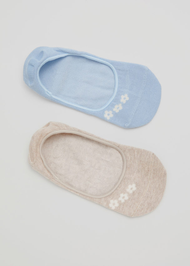 & Other Stories 2-pack Footie Socks Baby Blue/ecru