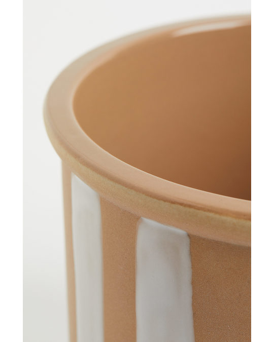 H&M HOME Stoneware Plant Pot Beige/white