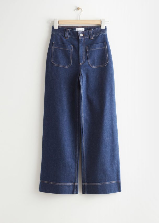 & Other Stories Flared Patch Pocket Jeans Dark Blue