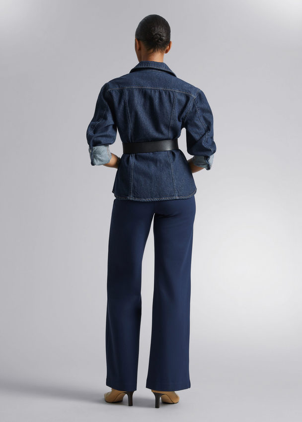 & Other Stories Wide Trousers Navy Blue