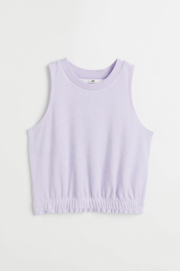 H&M Cropped Frottee-Tanktop Helllila