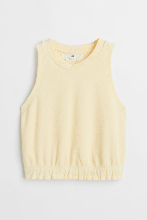 H&M Cropped Frottee-Tanktop Hellgelb