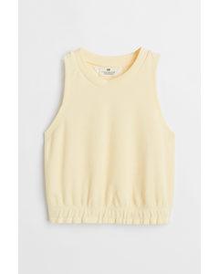 Cropped Terry Vest Top Light Yellow