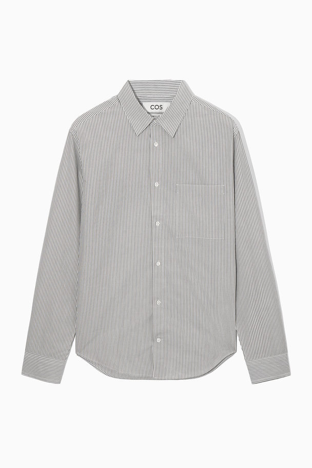 COS Patch-pocket Shirt - Regular Blue / Grey / Striped