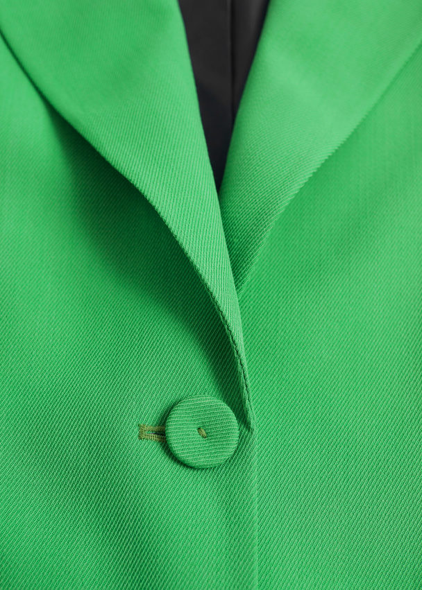 & Other Stories Relaxed Single-breasted Tailored Blazer Bright Green Woven Wool