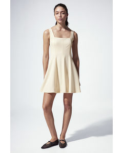 Square-neck Jersey Dress Light Beige