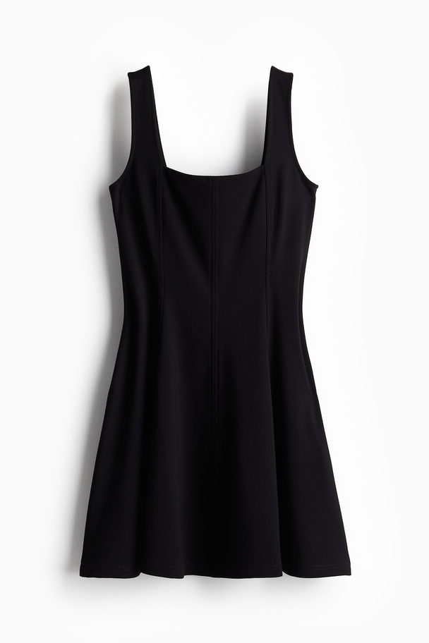 H&M Square-neck Jersey Dress Black