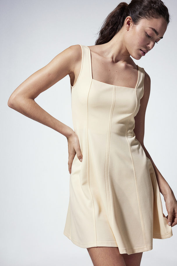 H&M Square-neck Jersey Dress Light Beige