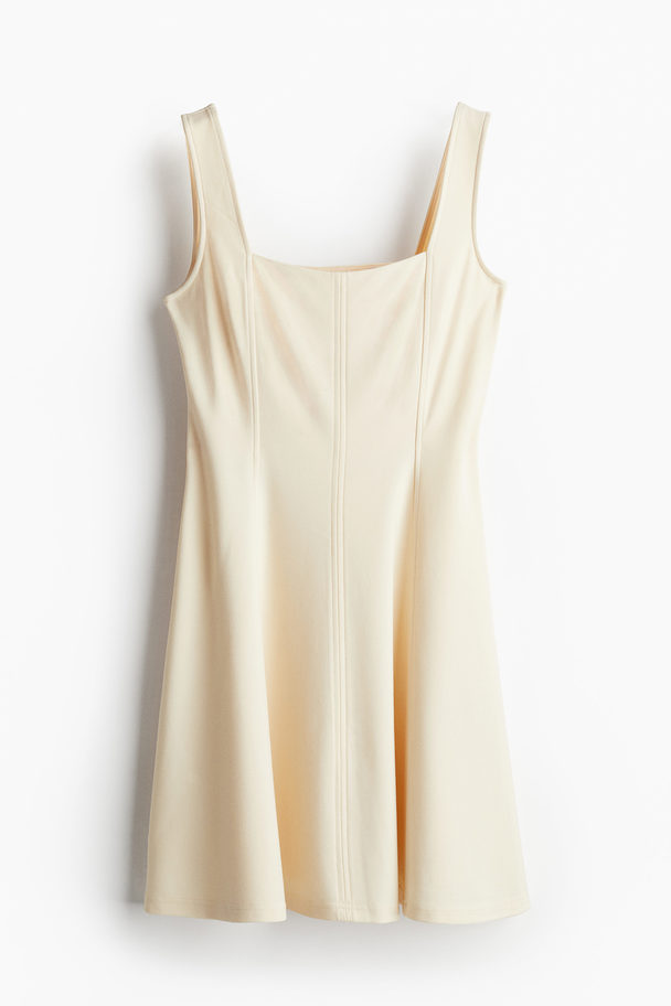 H&M Square-neck Jersey Dress Light Beige