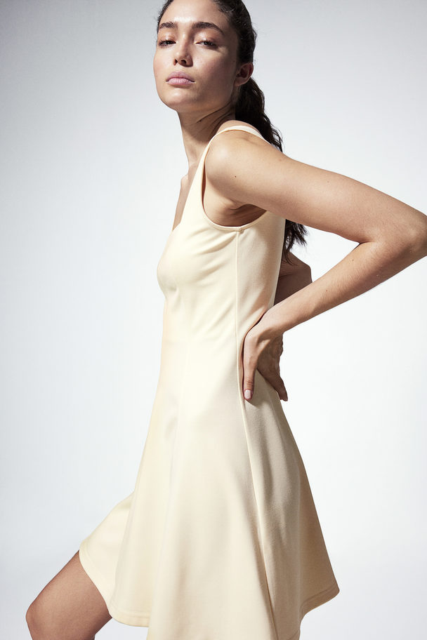 H&M Square-neck Jersey Dress Light Beige